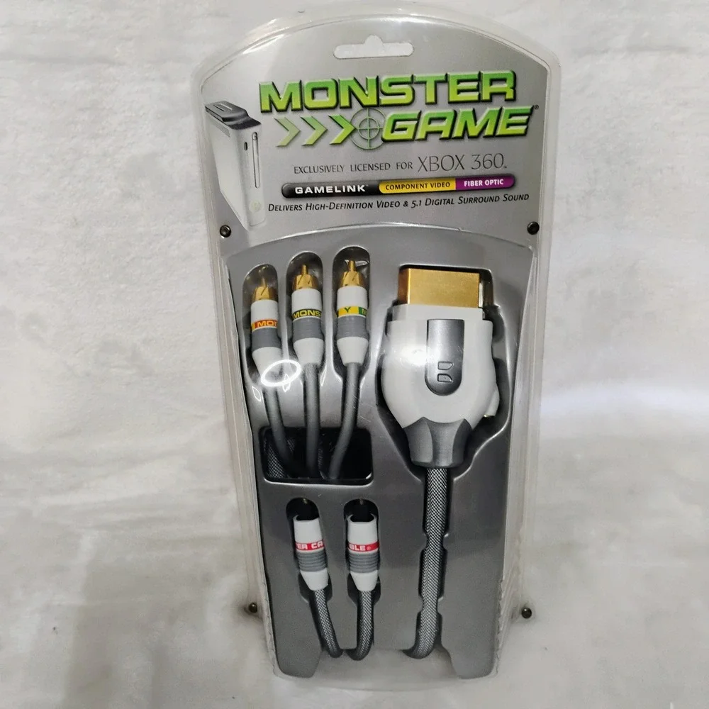 Monster Game GameLink Xbox 360 Component Video Fiber Optic Audio Cable THX